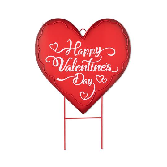 Glitzhome® 24" Metal Happy Valentine's Day Heart Yard Stake